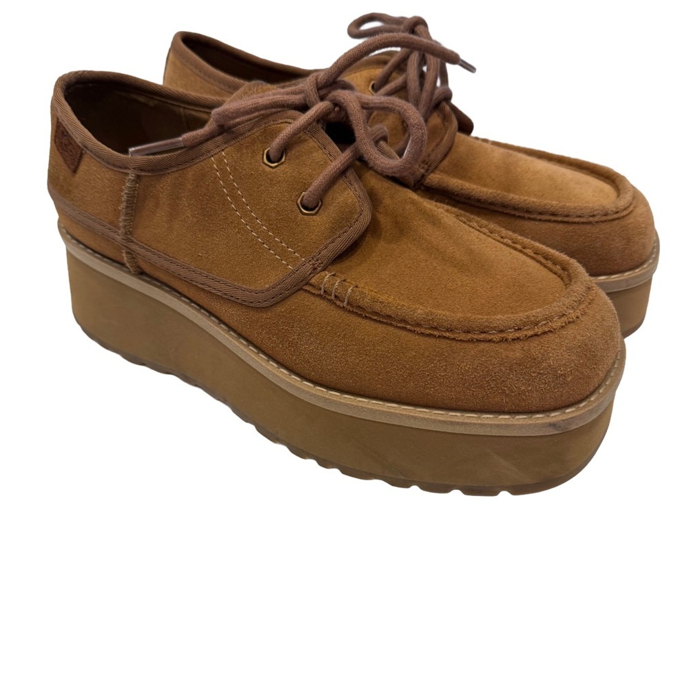 UGG CityFunc Platform Lace Up Loafers Suede Water Resist Women's Sz 8 NEW